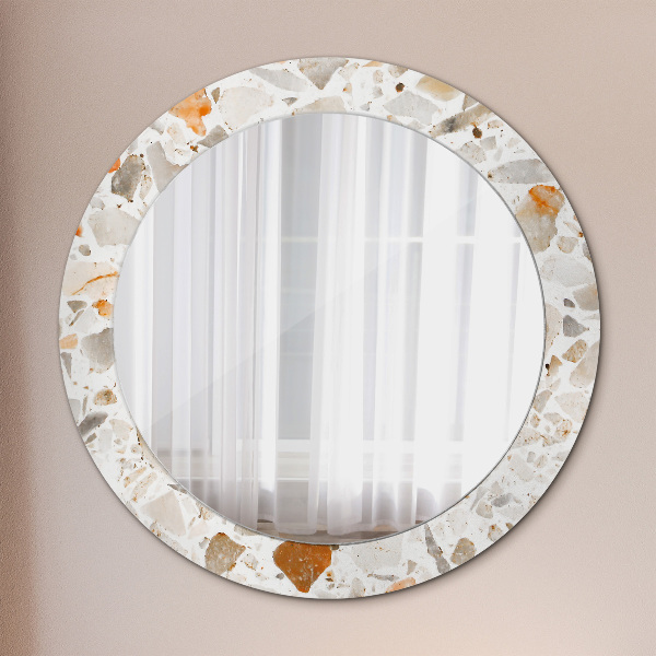 Ronde wandspiegel met print Terrazzo-achtergrond