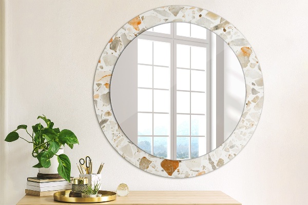 Ronde wandspiegel met print Terrazzo-achtergrond