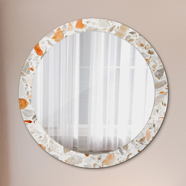 Ronde wandspiegel met print Terrazzo-achtergrond
