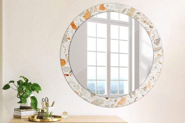 Ronde wandspiegel met print Terrazzo-achtergrond
