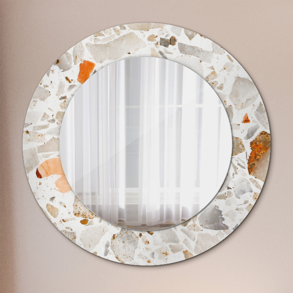 Ronde wandspiegel met print Terrazzo-achtergrond