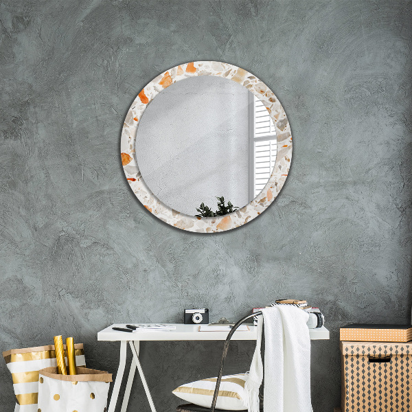 Ronde wandspiegel met print Terrazzo-achtergrond