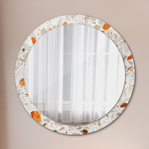 Ronde wandspiegel met print Terrazzo-achtergrond