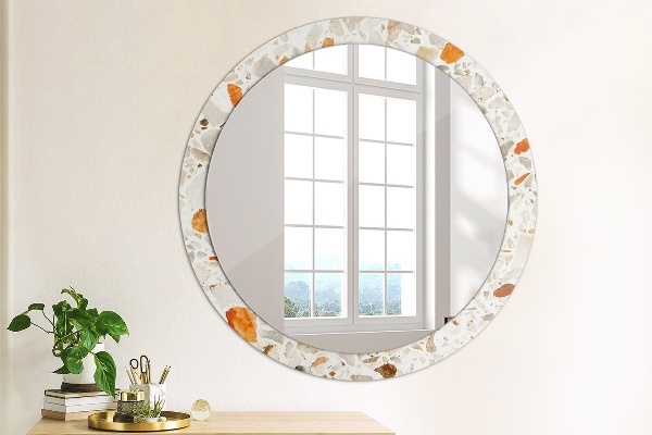 Ronde wandspiegel met print Terrazzo-achtergrond