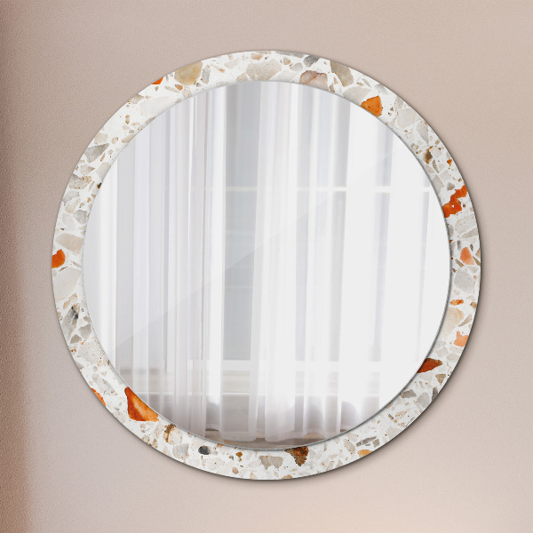 Ronde wandspiegel met print Terrazzo-achtergrond