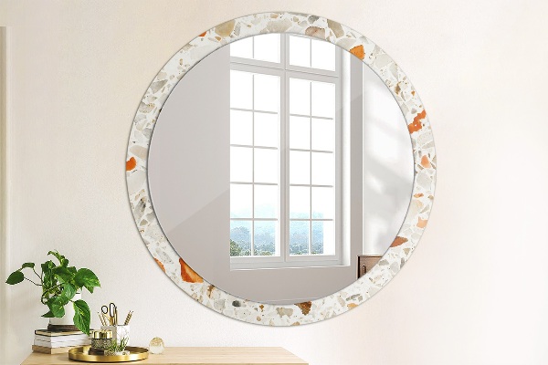 Ronde wandspiegel met print Terrazzo-achtergrond