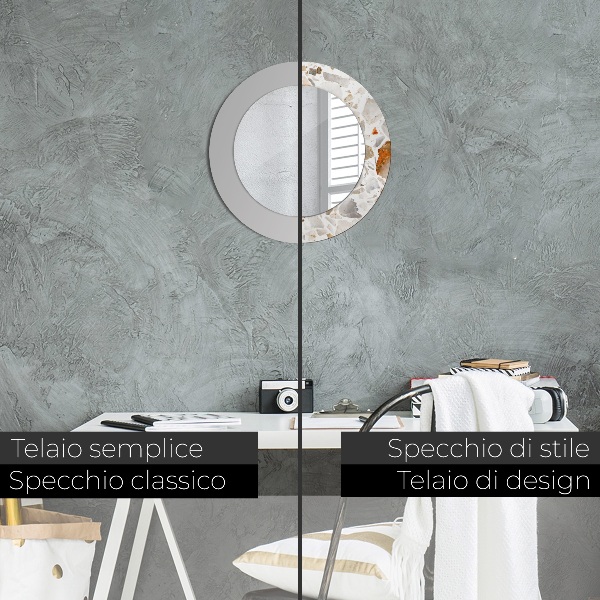 Ronde wandspiegel met print Terrazzo-achtergrond