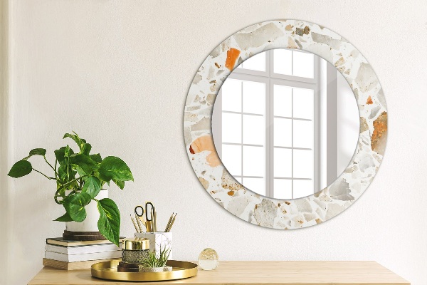 Ronde wandspiegel met print Terrazzo-achtergrond