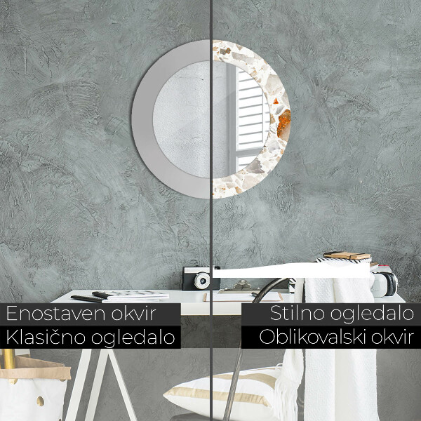 Ronde wandspiegel met print Terrazzo-achtergrond