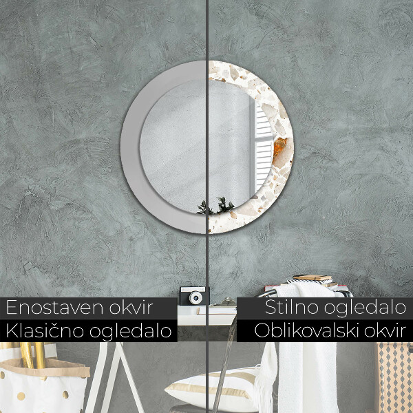 Ronde wandspiegel met print Terrazzo-achtergrond