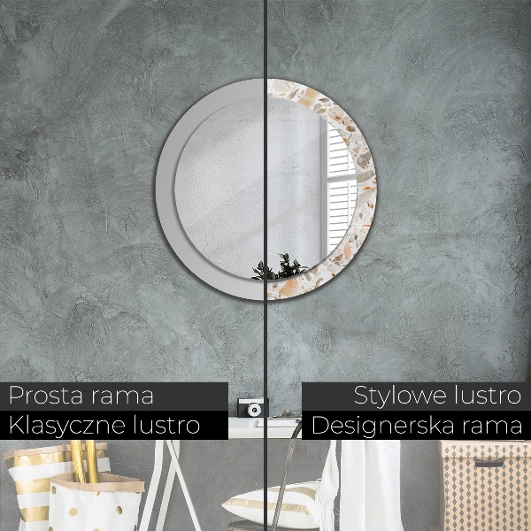 Ronde wandspiegel met print Terrazzo-achtergrond
