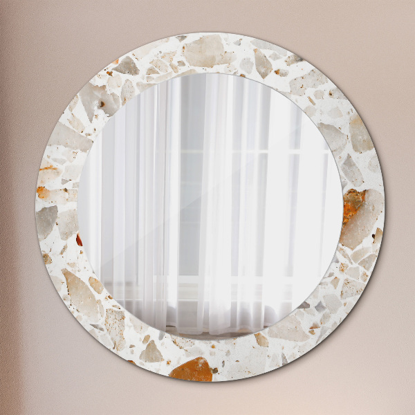 Ronde wandspiegel met print Terrazzo-achtergrond