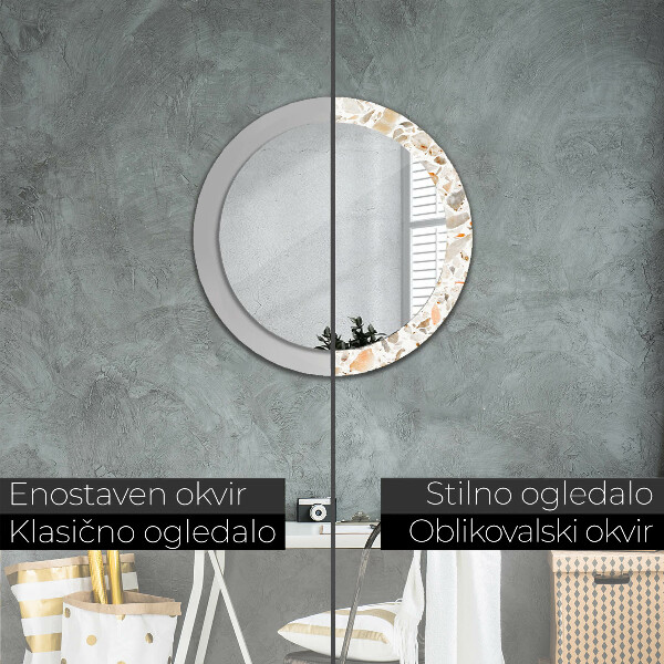 Ronde wandspiegel met print Terrazzo-achtergrond