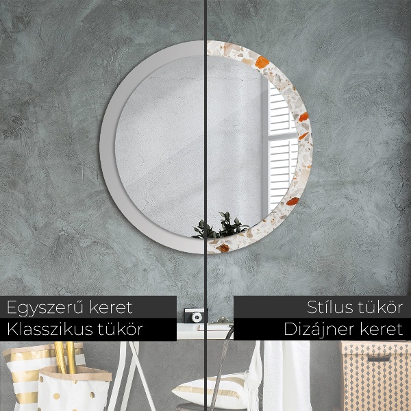Ronde wandspiegel met print Terrazzo-achtergrond