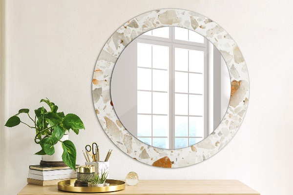 Ronde wandspiegel met print Terrazzo-achtergrond