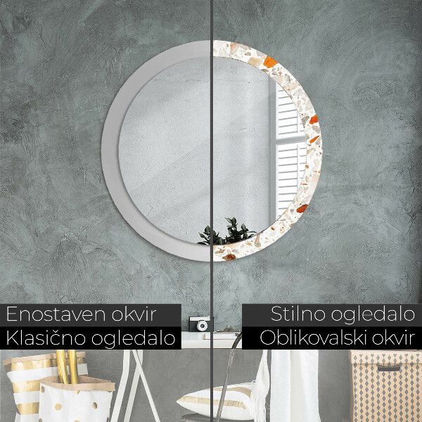 Ronde wandspiegel met print Terrazzo-achtergrond