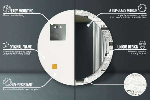 Ronde wandspiegel met print Patroon uit kranten