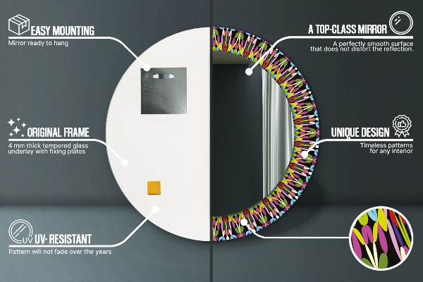Ronde wandspiegel met print Psychedelisch mandalapatroon