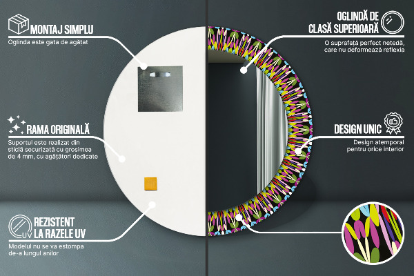 Ronde wandspiegel met print Psychedelisch mandalapatroon