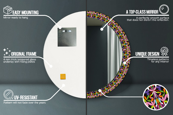 Ronde wandspiegel met print Psychedelisch mandalapatroon