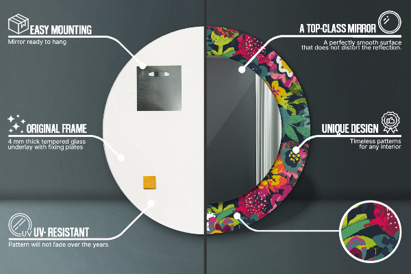 Bedrukte ronde spiegel Met de hand geschilderde bloemen