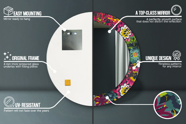 Bedrukte ronde spiegel Met de hand geschilderde bloemen