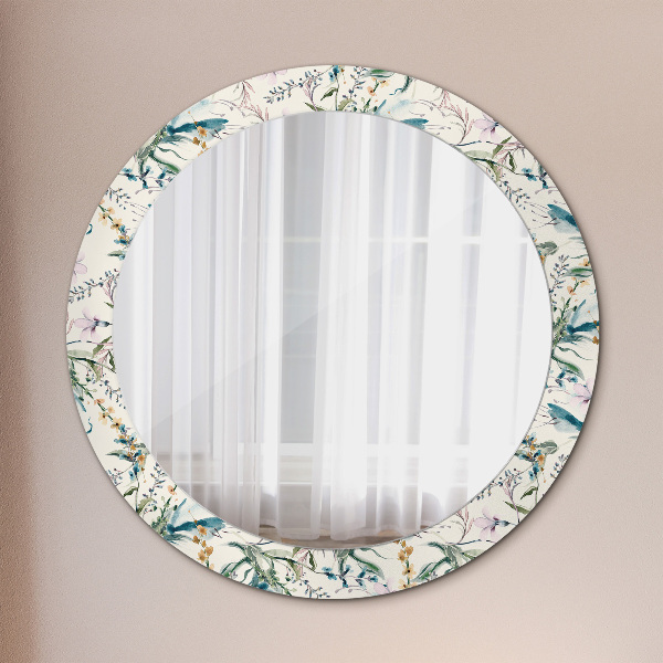 Ronde spiegel met decoratie Aquarel bloemen