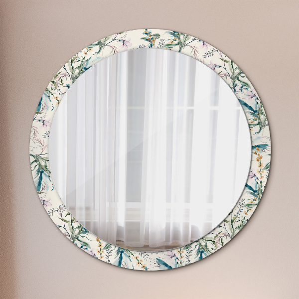 Ronde spiegel met decoratie Aquarel bloemen