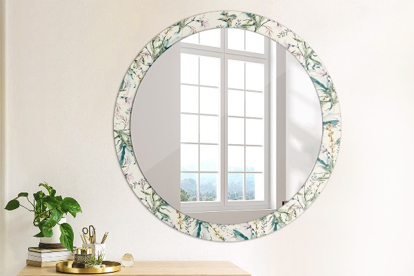 Ronde spiegel met decoratie Aquarel bloemen