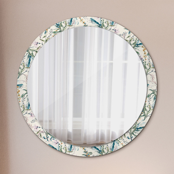Ronde spiegel met decoratie Aquarel bloemen