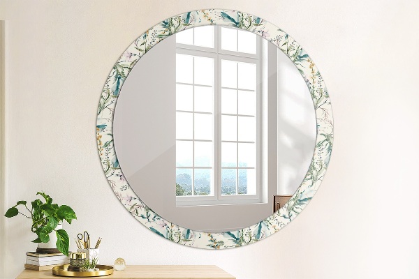 Ronde spiegel met decoratie Aquarel bloemen