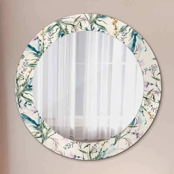 Ronde spiegel met decoratie Aquarel bloemen