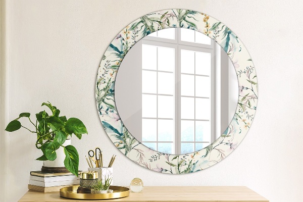 Ronde spiegel met decoratie Aquarel bloemen