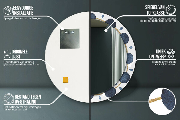 Ronde spiegel met decoratie Maanmandala