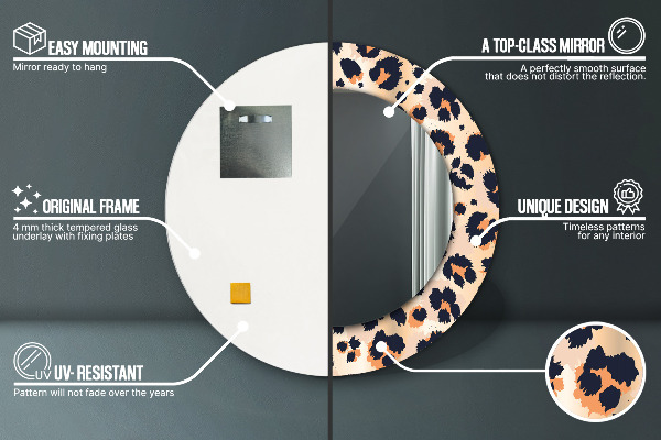 Bedrukte ronde spiegel Wild patroon