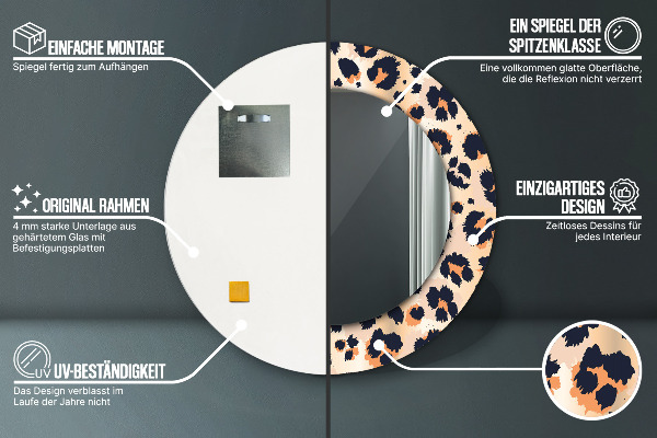 Bedrukte ronde spiegel Wild patroon