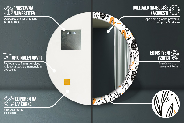 Ronde spiegel met decoratie Papaja-patroon