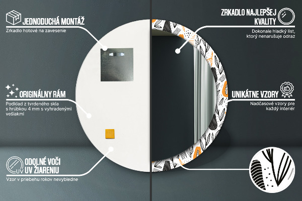 Ronde spiegel met decoratie Papaja-patroon