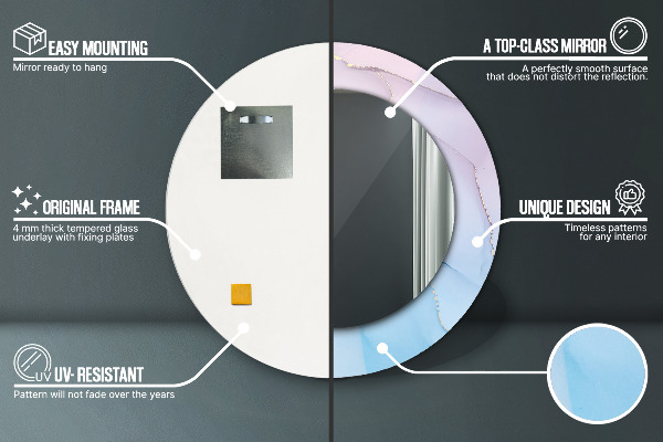 Bedrukte ronde spiegel Moderne marmeren textuur