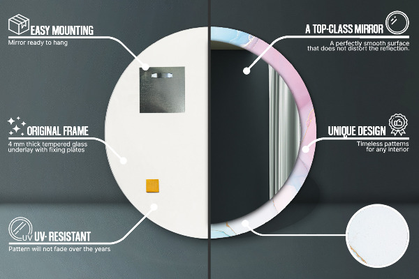 Bedrukte ronde spiegel Moderne marmeren textuur