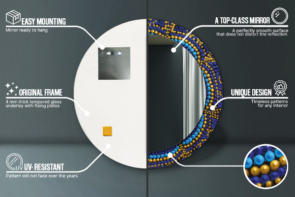 Ronde spiegel met bedrukte lijst Decoratieve compositie