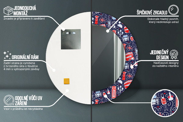 Bedrukte ronde spiegel Londen symbool