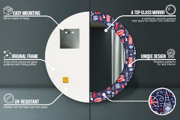 Bedrukte ronde spiegel Londen symbool