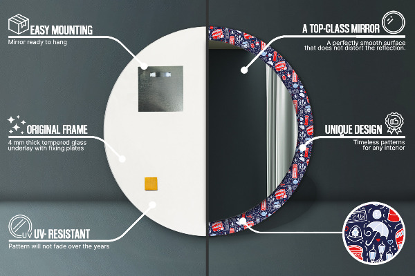 Bedrukte ronde spiegel Londen symbool