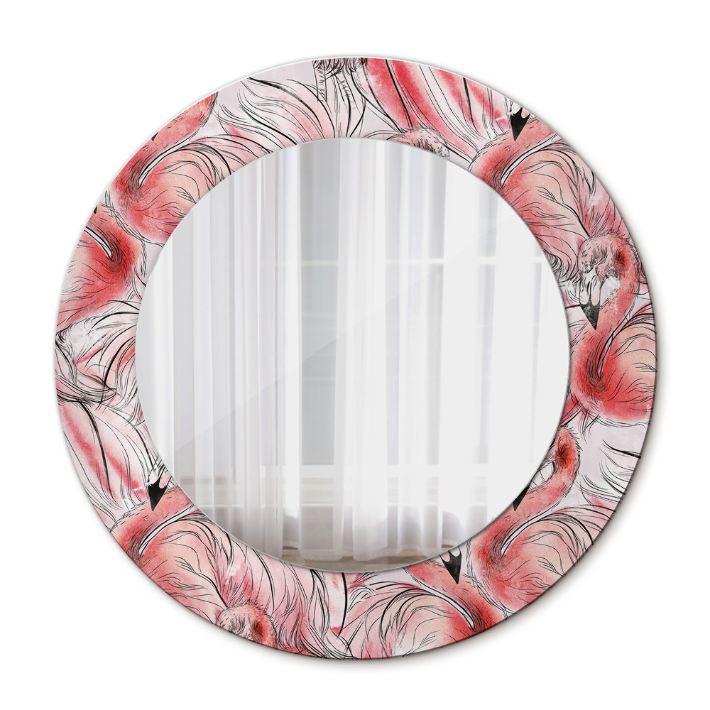 Ronde wandspiegel met print Flamingo-patroon