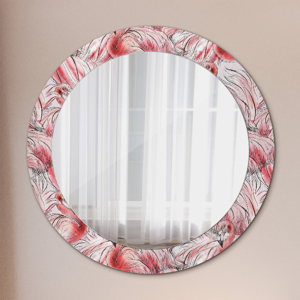 Ronde wandspiegel met print Flamingo-patroon