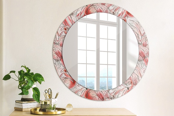 Ronde wandspiegel met print Flamingo-patroon