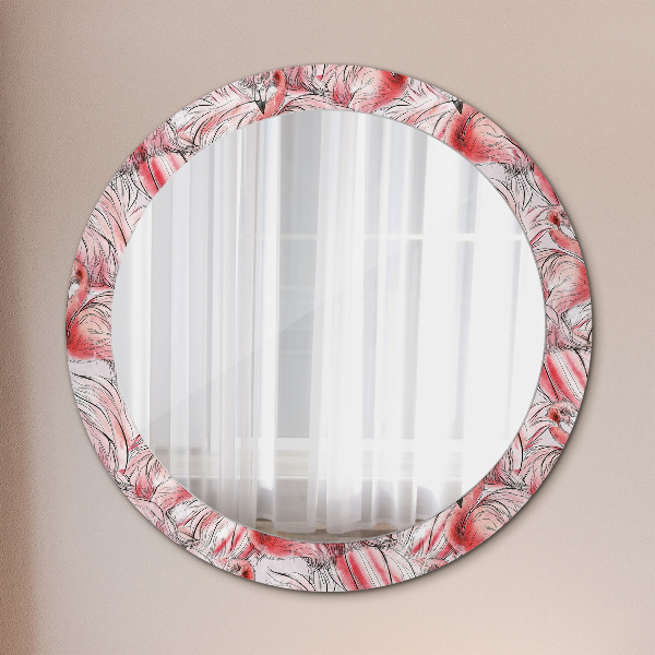 Ronde wandspiegel met print Flamingo-patroon