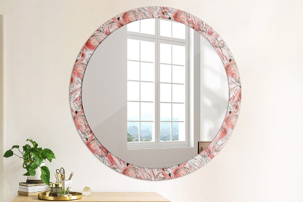 Ronde wandspiegel met print Flamingo-patroon