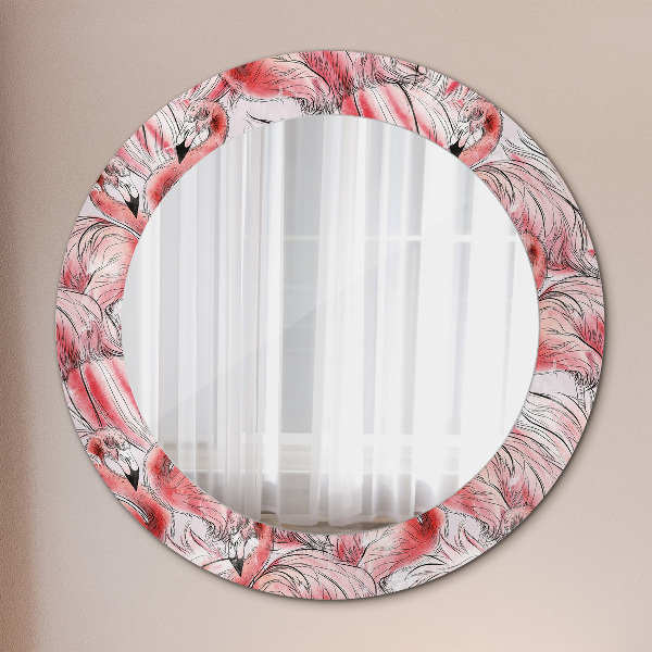 Ronde wandspiegel met print Flamingo-patroon